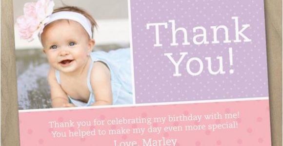 Baby 1st Birthday Thank You Cards Items Similar to Thank You Photo Card Baby Girl First