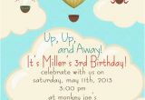 Balloon themed Birthday Party Invitations Hot Air Balloon Birthday Party Invitations