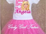 Barbie Birthday Girl Outfit Girls Barbie Pink Glitter Sparkle Birthday Tutu Outfit