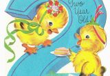 Birthday Cards for 2 Year Olds Vintage Baby Card Vintage Baby Ducks with Cake 2 Year