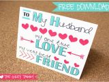 Birthday Cards for Husband Printable Freebie Printable Card to My Husband A Love Note Card