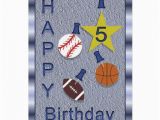 Birthday Cards Sports theme Happy 5th Birthday Sports themed Greeting Card Zazzle