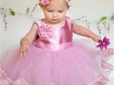 Birthday Dresses for Babies Baby Girl Pink Lace Tulle Satin Birthday Party Ball Gown