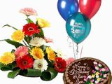 Birthday Flowers and Balloons Pictures Arrangement Of Gerberas In Mix Colour with 1 Kg Chocolate