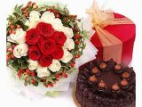 Birthday Flowers with Chocolates 1 Pound Fresh Cream Chocolate Truffle with 24 Red and