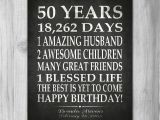 Birthday Gifts for 50 Years Old Man 50th Birthday Party Gift Personalized 50 Birthday Print Over