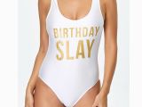 Birthday Girl Bathing Suit Birthday Slay Letter Print One Piece Swimsuits Women Sexy