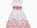 Birthday Girl Dress 4t Cotton White Colorful Dots Girl Summer Holiday Birthday