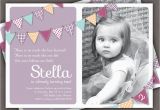 Birthday Invitation for 2 Year Girl Bunting Invitation Photo Printable Invite 1 Year Old 2 Year