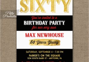 Black and White 60th Birthday Invitations 60th Birthday Invitations Black Stripe Gold Nifty