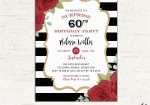 Black and White 60th Birthday Invitations Surprise 60th Birthday Party Invitations Party Bagvania