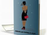 Black Birthday Cards for Her Birthday Woman In A Black Dress with Red sole Shoes Card
