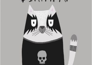 Black Metal Birthday Meme Black Metal Cat Birthday Card by Carolecstationery On Etsy
