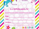 Blank Birthday Invitations to Print Fill In Birthday Party Invitations Printable Rainbows and