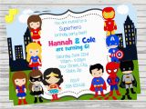 Boy and Girl Joint Birthday Invitations Boy and Girl Superheroes Twins Joint Party Custom Digital