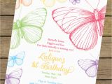 Butterfly Birthday Invitation Wording Rainbow butterfly Birthday Invitation butterfly Birthday