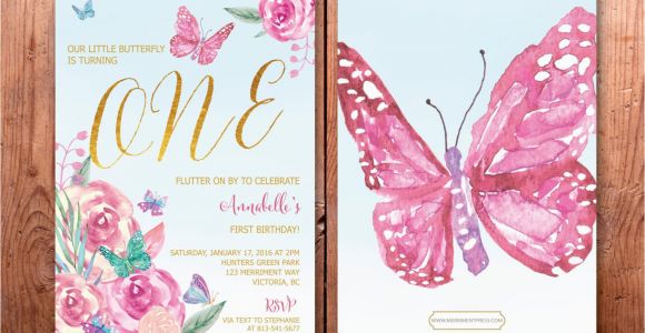 Butterfly First Birthday Invitations butterfly First Birthday Invitation butterflies 1st