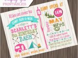 Camping Birthday Invites Girl Camping Birthday Invitation Diy Printable Camp Birthday