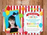 Carnival 1st Birthday Invitations Circuscarnival First Birthday Photo Invitation Printable