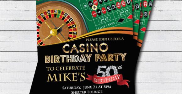 Casino themed Birthday Party Invitations Casino 50th Birthday Invitation Adult Man Birthday Surprise