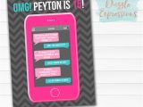 Cell Phone Birthday Invitations Printable Cell Phone Text Message Birthday Invitation