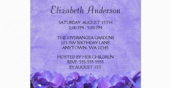 Cheap 80th Birthday Invitations Gt Discount Purple Hydrangeas 80th Birthday Party