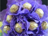 Chocolate Birthday Gifts for Her 110cs Ferrero Rocher Chocolates In A Purple themed Flower