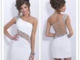 Classy Birthday Dresses 2015 Elegant Sexy Blush C153 Crystals White Cocktail