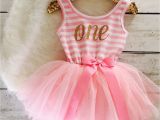 Clothes for First Birthday Girl Pink and Gold First Birthday Outfit Tutu Dress Gold by