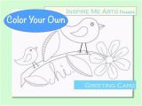 Color Your Own Birthday Card Greeting Card Color Your Own Note Card Diy Color