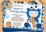 Cookie Monster 1st Birthday Invitations Cookie Monster 1st Birthday Party Invitation