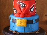 Cowboy Birthday Cake Decorations Cowboy Western Birthday Cake with Jeans Bandana and
