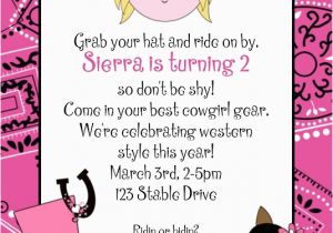 Cowgirl Birthday Invitation Wording Pink Cowgirl Bandana Birthday Invitation Printable or Printed