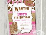 Cowgirl Birthday Invitation Wording Pink Cowgirl Party Invitation Birthday or Baby Shower