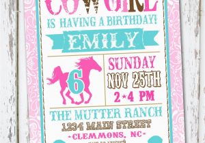 Cowgirl Birthday Invitation Wording Western Cowgirl Birthday Invitation