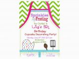 Cupcake Decorating Birthday Party Invitations Apron Cupcake Decorating Birthday Party Invitation Printable