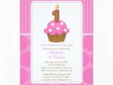 Cupcake First Birthday Invitations Cupcake Birthday Invitation 1st Birthday Pink Zazzle