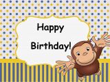 Curious George Birthday Cards Curious George Birthday Party Card Set Instant Download