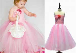 Custom Made Birthday Dresses Pink White Mixed Flower Girl Tutu Dress Handmade Baby Girl