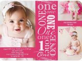 Customized 1st Birthday Invitations Girl First Birthday Photo Invites Pink Tiny Prints