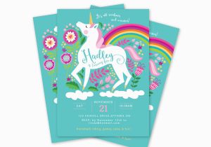 Customized Birthday Invites Unicorn Birthday Invitation Printable Customized Diy Girls