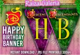 Descendants Happy Birthday Banner Disney Descendants Happy Birthday Banner Printable Instant