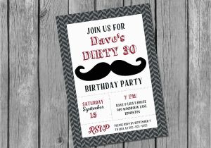 Dirty 30 Birthday Invitations Printable Male 30th Birthday Invitation Dirty 30 Invitation