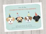 Dog themed Birthday Invitations Dog theme Birthday Invitation Children 39 S Birthday Invite