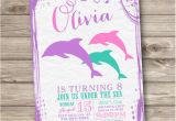 Dolphin Invitations Birthday Dolphin Invitations Shabby Chic Little Mermaid Silhouette