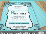 Double Sided Birthday Invitations Blue and Black Flowers Birthday Invitations Teenager