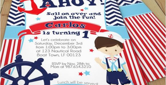 Double Sided Birthday Invitations Nautical Birthday Invitations Nautical Party Invitations