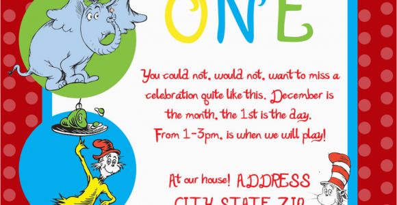 Dr Seuss Birthday Invite Dr Seuss First Birthday Party Invitation by Sdgraphicdesign