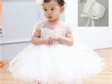 Dress for 1 Year Old Birthday Girl 2017 Baby Girl Dress with Hat White 1 Year Old Birthday