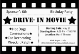 Drive In Movie Birthday Party Invitations Drive In Movie Birthday Party Ideas by Simplistically Sassy